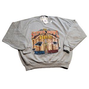 NFL Jerzees Superbowl XXXVIII Sweater Patriots Panthers Gray Men's XL Brand New